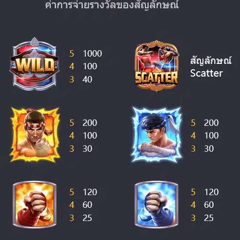 ฟีเจอร์เกม Muay Thai Champion